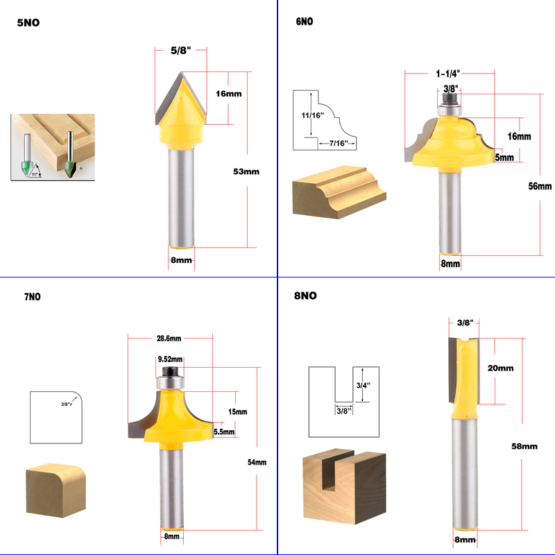 1 Buah 8Mm Batang Kayu Router  - Woodworking Usa ulasan dan harga