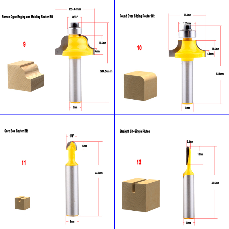 1 Buah 8Mm Batang Kayu Router  - Woodworking Usa ulasan dan harga