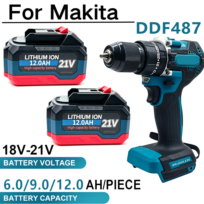 Baterai 18-21V 12.0Ah Baterai  - Makita Drill Ddf484 ulasan dan harga